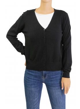Cardigan con bottoni tinta unita con scollo a V